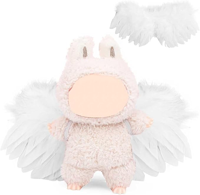 Doll Clothes for Labubu (for Standing/Sitting 17/15cm Plush Doll)(NO Doll)- Multiple Style Accessories Handcrafted Clothing Dress Up Included Headwear and Clothes for Girl Woman (WTwing)
