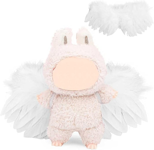 Doll Clothes for Labubu (for Standing/Sitting 17/15cm Plush Doll)(NO Doll)- Multiple Style Accessories Handcrafted Clothing Dress Up Included Headwear and Clothes for Girl Woman (WTwing)
