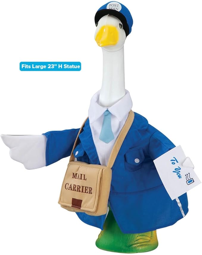 Fox Valley Traders Gaggleville Postal Carrier Goose Outfit, Fits Large 23" H Statue