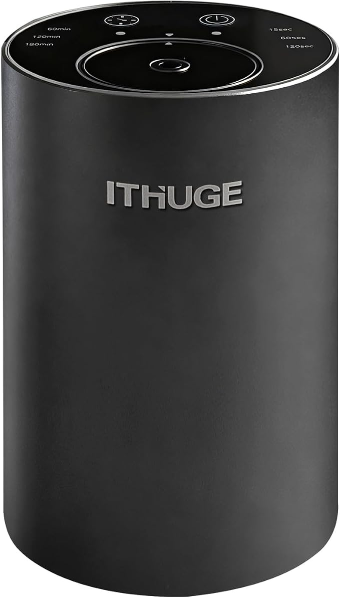 Waterless Nebulizing Essential Oil Diffuser - 48H Battery Powered Portable Aromatherapy with 3 Intensity Levels, USB-C Rechargeable for Car Home Office Yoga Travel (Black)