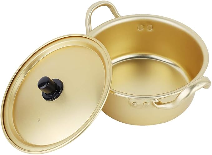VBESTLIFE Korean Ramen Noodle Pot Durable Aluminum Stockpot Convenient for Gas Stoves Handmade Yellow Cooking Pot for Home Kitchen (#3)