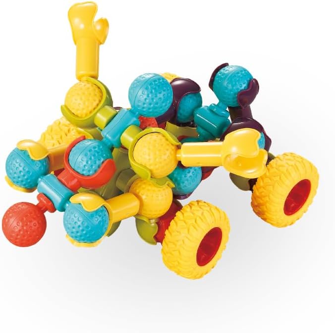 Colorful Building Block Set, 29 Pieces, Multicolor Plastic Robot/Chariot (10.2 x 2.8 x 8.3 in)