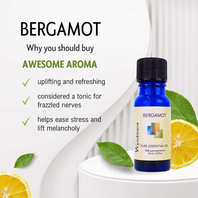 Wyndmere Bergamot Essential Oil — 100% Pure for Aromatherapy — 0.33 fl oz (10ml)