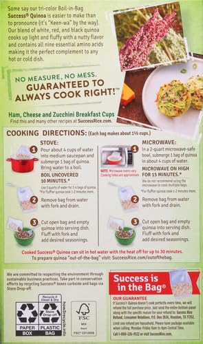 Success Boil-in-Bag Quinoa, Tri-Color Quinoa, 12-Ounce Box, Pack of 1 | Quick quinoa bag for easy meals, stovetop or microwave, ready in 10 minutes, gluten-free, kosher, non-GMO
