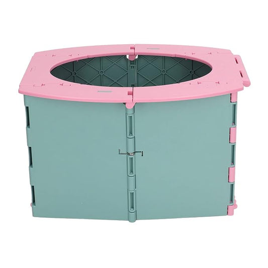 Yinhing Toddler Potty Foldable PP Portable Toilet for Camping Travel Road Trips Distance Driving Lightweight Compact Easy to Safe Design for Kids (Green Pink)
