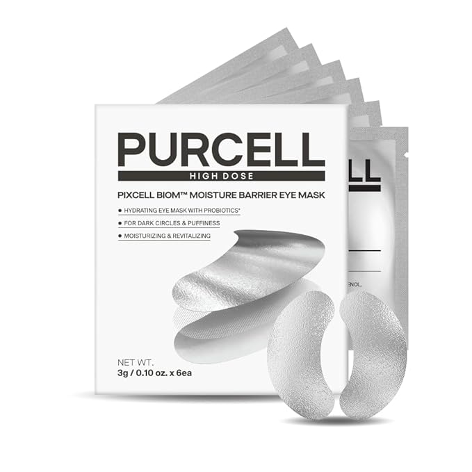 PURCELL Pixcell Biom Moisture Barrier Eye Mask – Probiotic Under Eye Patches for Deep Hydration & Skin Barrier Care, Soothing & Firming Eye Treatment, For All Skin Types (6 Pairs, 0.10 oz each)