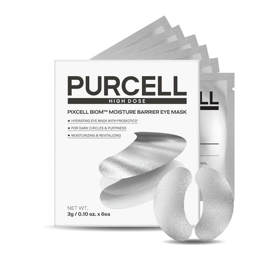 PURCELL Pixcell Biom Moisture Barrier Eye Mask – Probiotic Under Eye Patches for Deep Hydration & Skin Barrier Care, Soothing & Firming Eye Treatment, For All Skin Types (6 Pairs, 0.10 oz each)