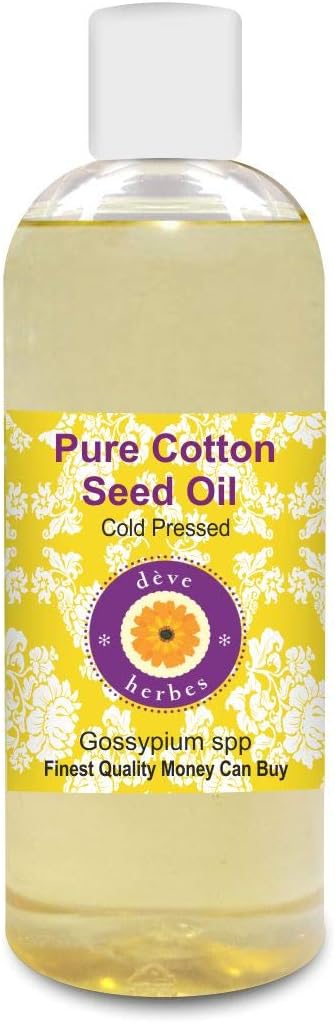 Deve Herbes Pure Cotton Seed Oil (Gossypium spp) Cold Pressed 200ml (6.76 oz)