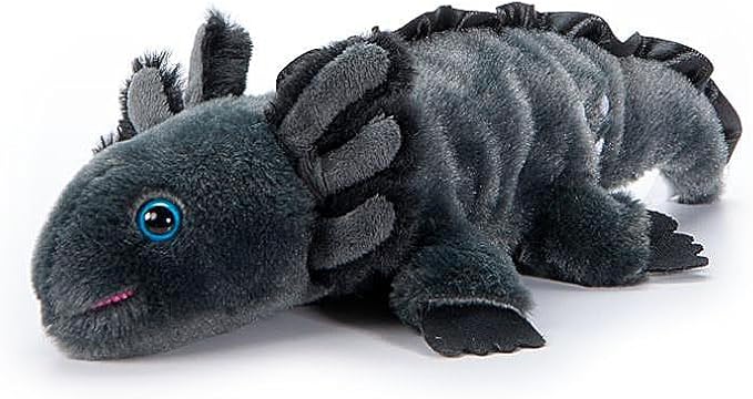 The Petting Zoo Black Axolotl Stuffed Animal Plushie, Gifts for Kids, Scoopz Sealife Animals, Black Salamander Plush Toy, 8 inches