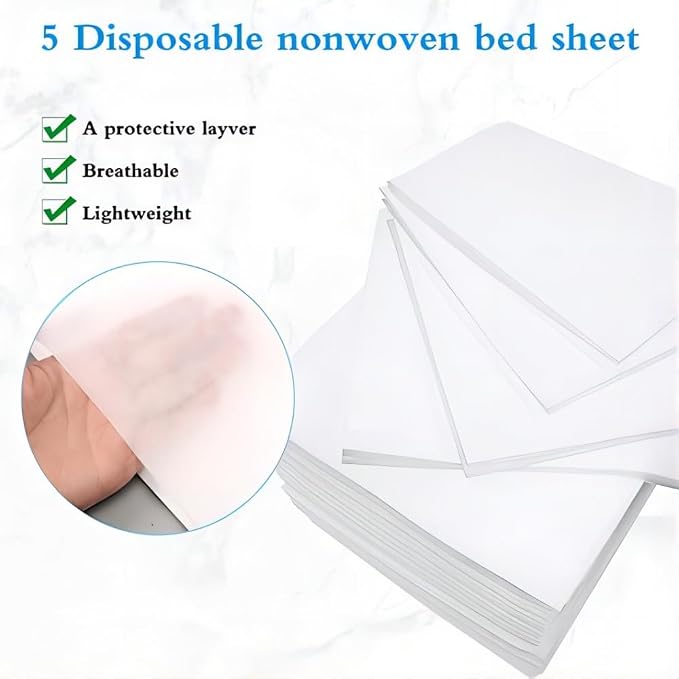 20Pcs Disposable Massage Table Sheets 31.5" x 71" Non-Woven Fabric Bed Covers for Ultimate Hygiene and Comfort in Massage, Tattoo, and Spa Treatments, Breathable and Durable Sheets(White)