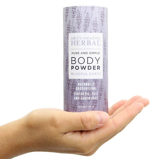 Talc Free Body Powder for Women, Lavender Clary Sage Vetiver Essential Oils, Dusting Powder, Cornstarch Free Talcum Powder, Waxing Bath Hair Powder, Ora’s Amazing Herbal, Blissful Earth 2.5 oz 3 Pack