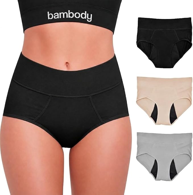 Bambody Absorbent Period Panties - Bamboo Rayon - Period Underwear for Women and Teens - All-Day Long - Overnight Protection