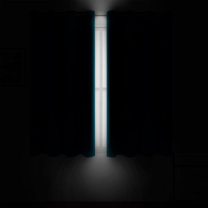 LEMOMO Blackout Curtains 66 x 54 Inch Long Teal Curtains Set of 2 Panels Room Darkening Curtains for Bedroom and Living Room