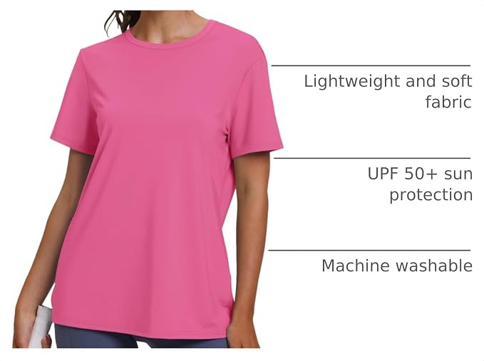 OFEEFAN Workout Tops for Women UPF 50+ Breathable Quick Dry Loose Fit T Shirt Outdoor Yoga Running Hiking Gym Tee Top