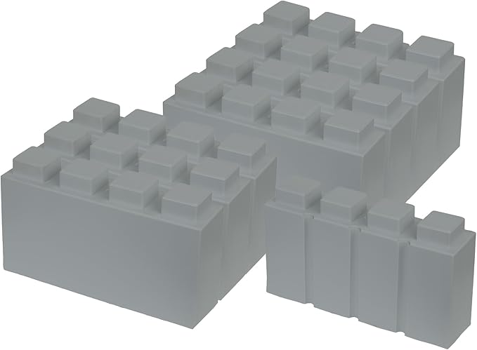 EverBlock 12' x 3' Line Half Plastic Modular Block Bulk Pack | Giant Building Blocks | Easy to Connect & Reuse | Indoor & Outdoor Use | Build Displays & Structures | Light Gray