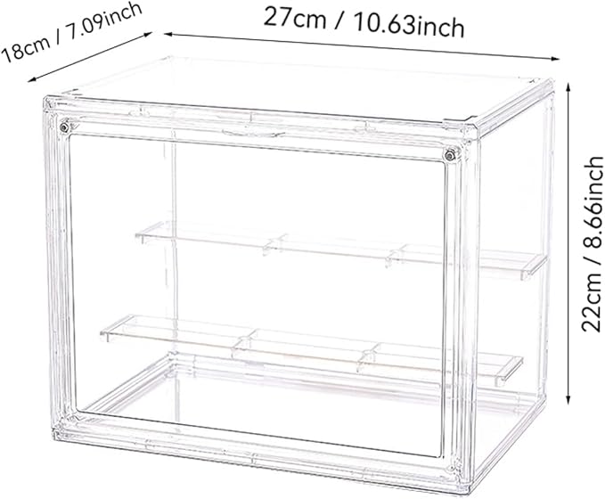 2PACK 3 Tiers Clear Display Case with Lights, Acrylic Storage Organizers Box with Magnetic Door, Acrylic Dustproof Showcase for Collectibles Action Figure