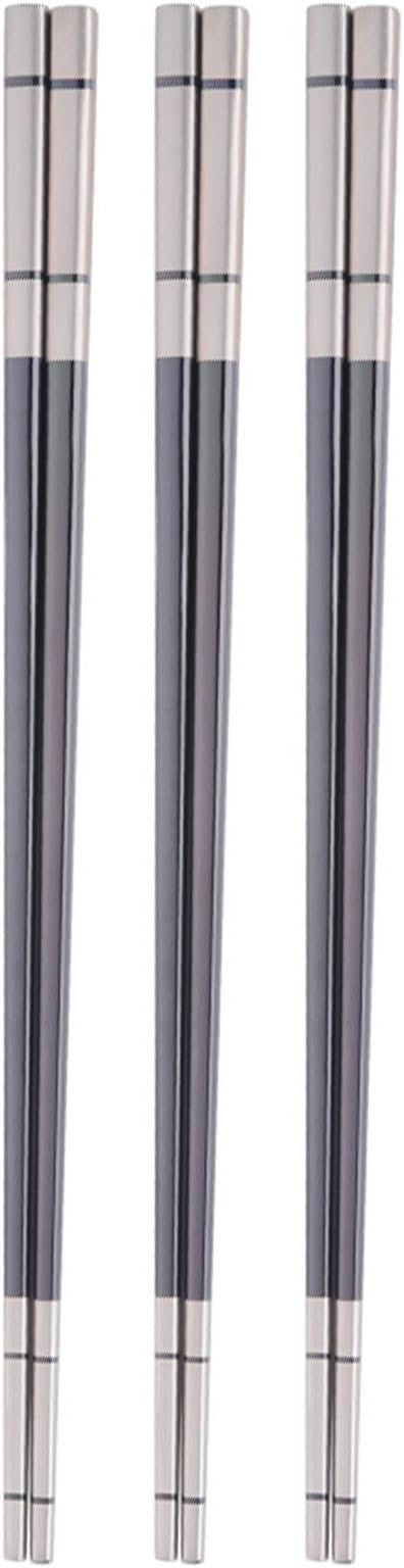 Reusable Stainless Steel Chopsticks,Dishwasher Safe , Easy to Use(3 PCS,black)