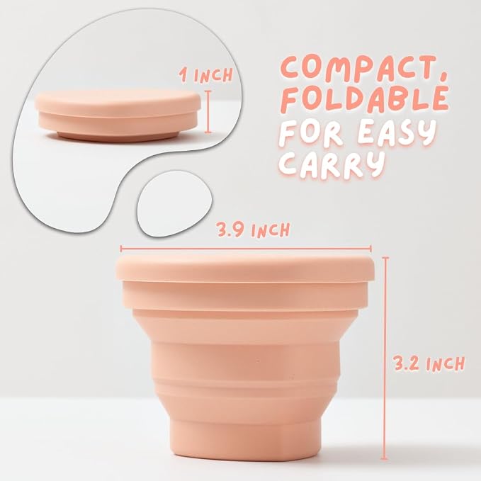 Oldam Menstrual Cup Container, Easy Sanitizing, Reusable, Foldable, Soft Peach