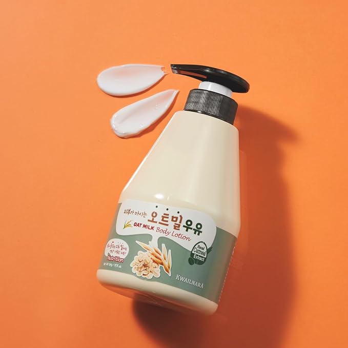 Kwailnara Oat Milk Body Wash & Lotion Set (19.75 Oz Each) – 2-Piece Korean Skincare Duo for Nourished & Soothed Skin | Milk Protein, Royal Jelly & Calming Oat Extract | Paraben-Free