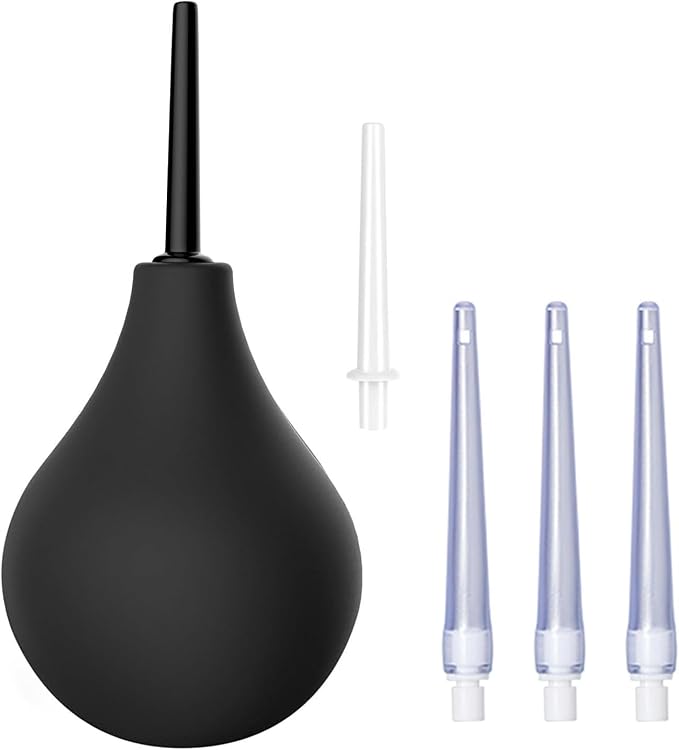 Anal Douche Enema Bulb Kit for Men & Women, 7.9oz Silicone Colon Cleansing Kit with 5 Comfortable Nozzles