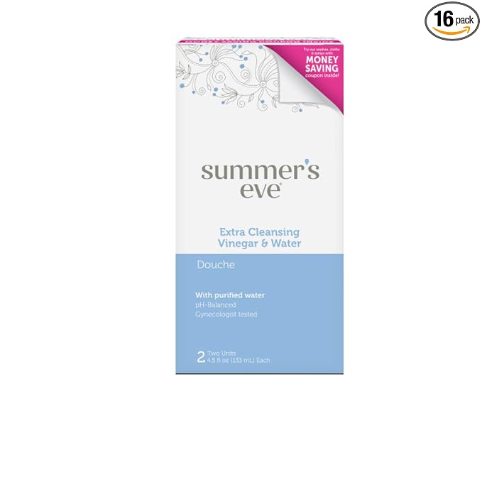 Summer's Eve Extra Cleansing Vinegar and Water Feminine Cleansing Douche, Odor Control, pH Balanced, Gynecologist Tested, 4.5 Ounce Each, 2 Count (Pack of 16)