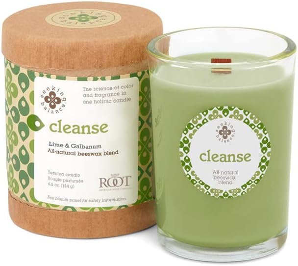Root Candles Seeking Balance Scented Beeswax Blend Spa Aromatherapy Candle, 6.5-Ounce, Cleanse: Lime + Galbanum