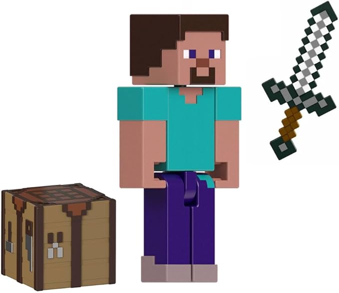 Mattel Minecraft Action Figure & Accessories 2-Pack with Steve in 3.25-inch Scale, Collectible Toy Set