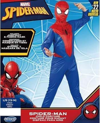 Marvel Spider-Man Official Youth Halloween Costume - Printed Jumpsuit with Fabric Mask
