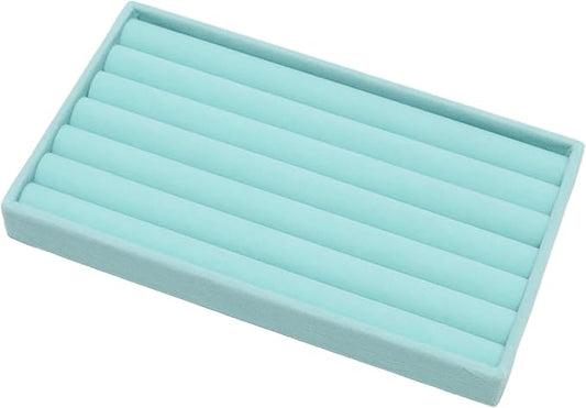 Velvet Jewelry Trays for Drawers, Blue 8 Rolls | Stackable Jewelry Drawer Organizer Inserts, Ring Earring Necklace Bracelet Holder Organizer Storage Display Tray