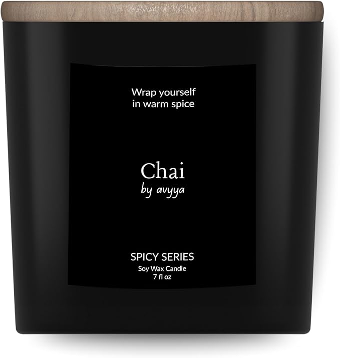 Spicy Series Soy Candle | 100% Natural Soy Wax, Essential Oil Aromatherapy | Eco-Friendly Wooden Wick and Reusable Jar | Carbon-Free | Handmade Gift Candle (Chai)