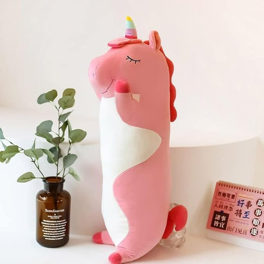 Long Unicorn Plush Toy, Soft Stuffed Animal, Cute Hugging Pillow, Plushie for Kids & Girls (Unicorn, 110cm)