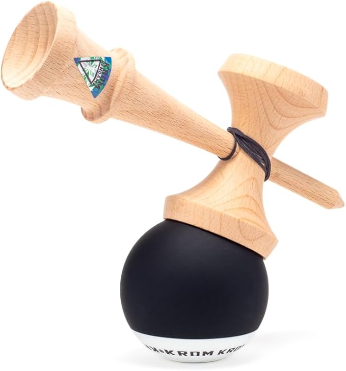 Kendama Toy POP Black - High Wood Quality - Extra Strong - for Beginner and Pro - Gift Pack : Extra String + Stickers