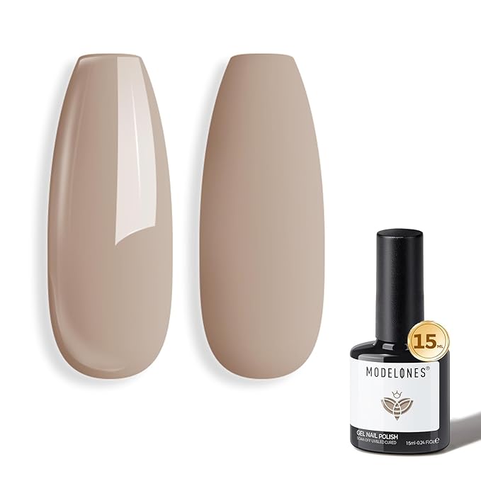 modelones Gel Nail Polish, 15ML Neutral Nude Gel Polish Color Soak Off LED Skin Tone Tan Color Nail Gel Polish Natural Nail Polish Long Wear Nail Art Manicure at Home Gift, 0.5 Fl Ounce
