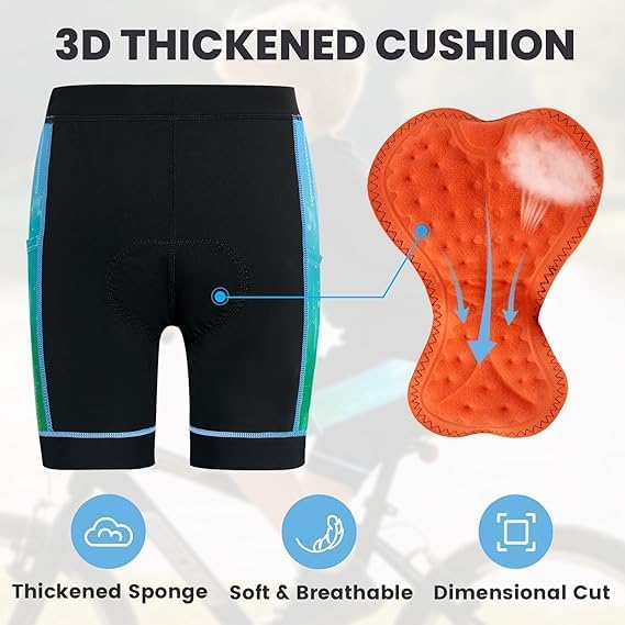 Gogokids Boys Girls 3D Padded Bike Shorts Kids Cycling Shorts Biking Shorts Sports Pants with Pockets for Mountain Road