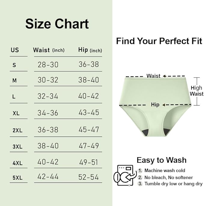 BATTEWA Incontinence Underwear for Women Washable, Leak Proof Underwear High Waist Cotton,Bladder Leakage 50ML (5Beige,Small, 5 Pack)