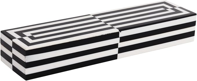 Handicrafts Home Decorative Remote Holder Box 10x2.5 – Slim Organizer Box with Lid for TV Remotes, Coffee Table Décor, Modern Shelf Box, Boho Home Décor Accent, Black and White Decorative Storage Box