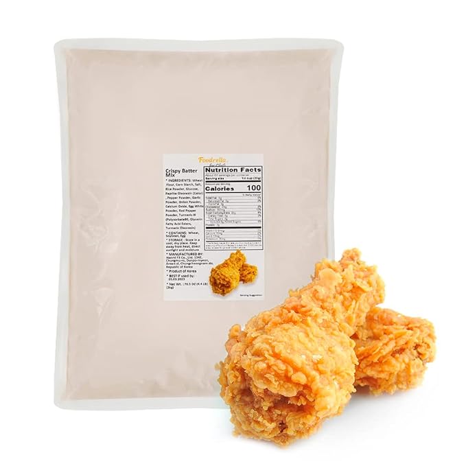 Foodrella Korean Taste Crispy Fried Chicken Crispy Batter Mix, Frying Powder Mix, Product of Korea, 4.4 LB (2kg), 1 pack