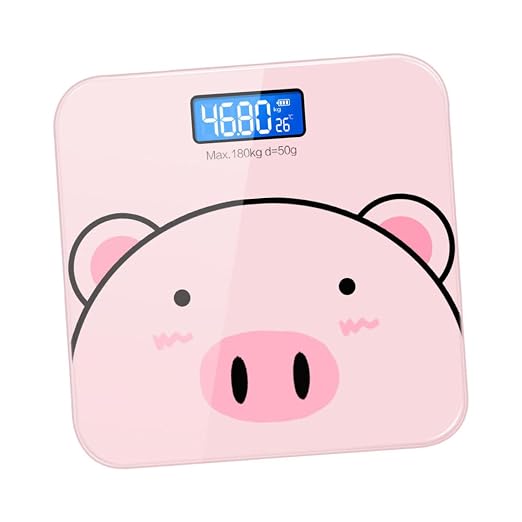 Baluue Cartoon Digital Body Weight Scale with USB Charging High Precision Measurement LCD Display with Switchable Units for Monitoring