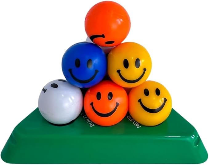Smarts Pyramid™ 3-Layer Brain Teaser Puzzle – Sports Edition (Baseball, Basketball, Golf, Smiley) (Smiley)