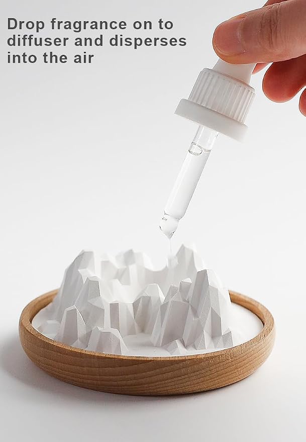 SINT Aroma Diffuser Diatomite Mountain Stone with Wooden Stand | Essential Oil Diffuser with Aromatherapy Fragrant Oil | Diffusers for Home, Oil Diffuser, Room Decor | White, Fig Fragrance 10 ML