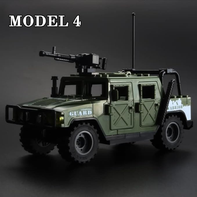 Military Vehicle Building Blocks Playsets - 4 in 1 Army Truck Kit, Car Toys for Kids, Vehicles for Boys