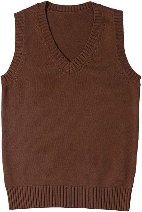 jinghuiyue Women’s V Neck Sweater Vest School Uniform Solid Color Sleeveless Knit Sweaters Pullover Tank Tops