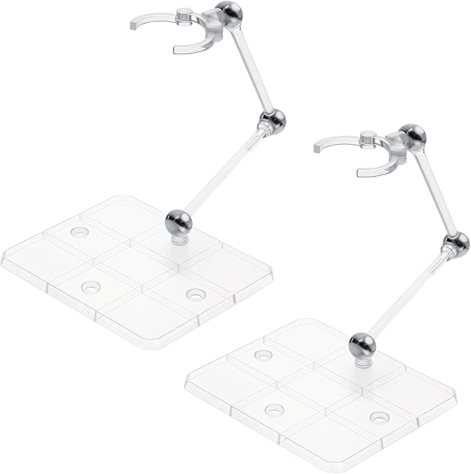 2 Pack Action Figure Stand Assembly Action Figure Display Holder Base Doll Model Support Stand for 3.75" and 6" Figures or Effects Clear 1/144 HG/RG Model Toy