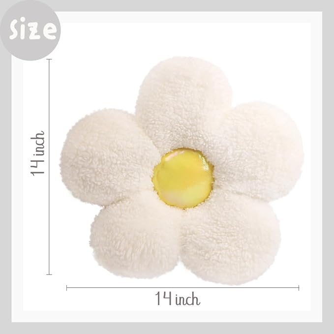 ARELUX Flower Plush Pillow Stuffed Animal Cute Room Decor Indie Flower Throw Pillows Soft Chair Floor Cushion Giant Flower Toy Gifts for Kids 14in