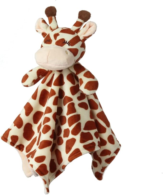 CREVENT Cozy Plush Baby Security Blanket, Loveys for Baby Girls and Boys, Birthday (Giraffe+Tag)