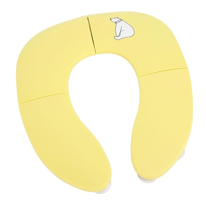 Folding Travel Potty Training Seat for Toddlers, Foldable Toilet Seat Cover with Non Slip Suction Cup (Yellow)