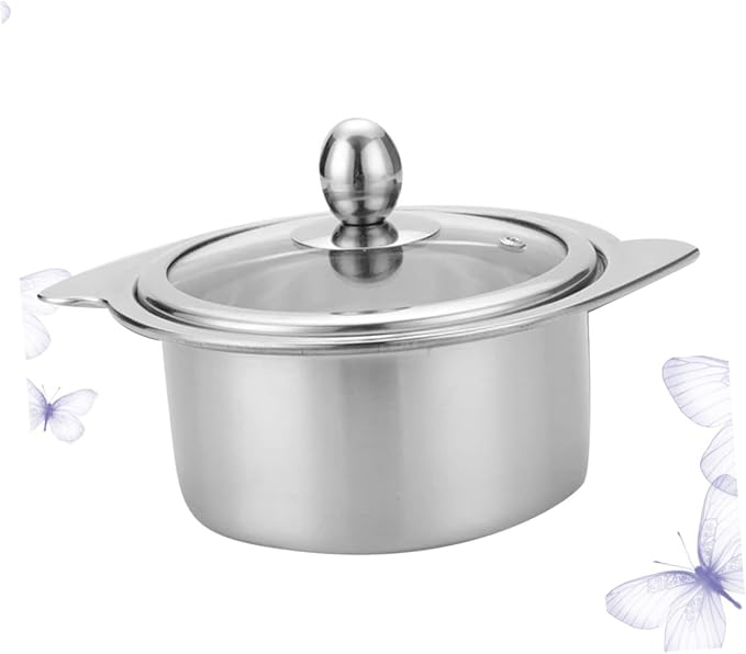 1pc Stainless Steel Hot Pot for Induction Cookers with Lid Food-grade Design for for Single Serving Silver