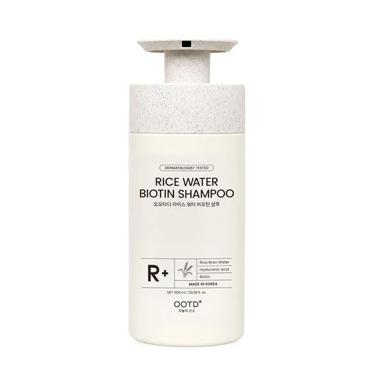 #OOTD Rice Water Biotin Hair Shampoo, 20.29 fl oz | Korean Haircare | Rice water biotin shampoo with Hyaluronic Acid; thickens strands & delivers salon-quality volume & glass hair shine