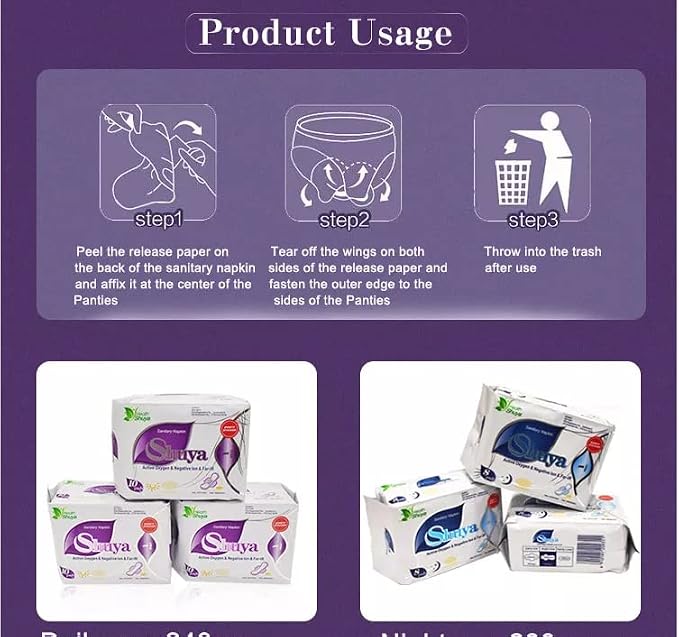 SHUYA Patented Anion Soft Breathable Sanitary Pads and Panty Liners Combination Suit Package, Scented-96Count (Packs of 8)