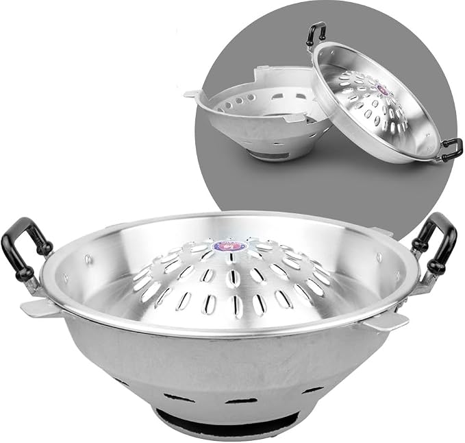 Aluminum Thai Korean Charcoal Barbecue Stove + BBQ Grill Topper 30 cm 12"